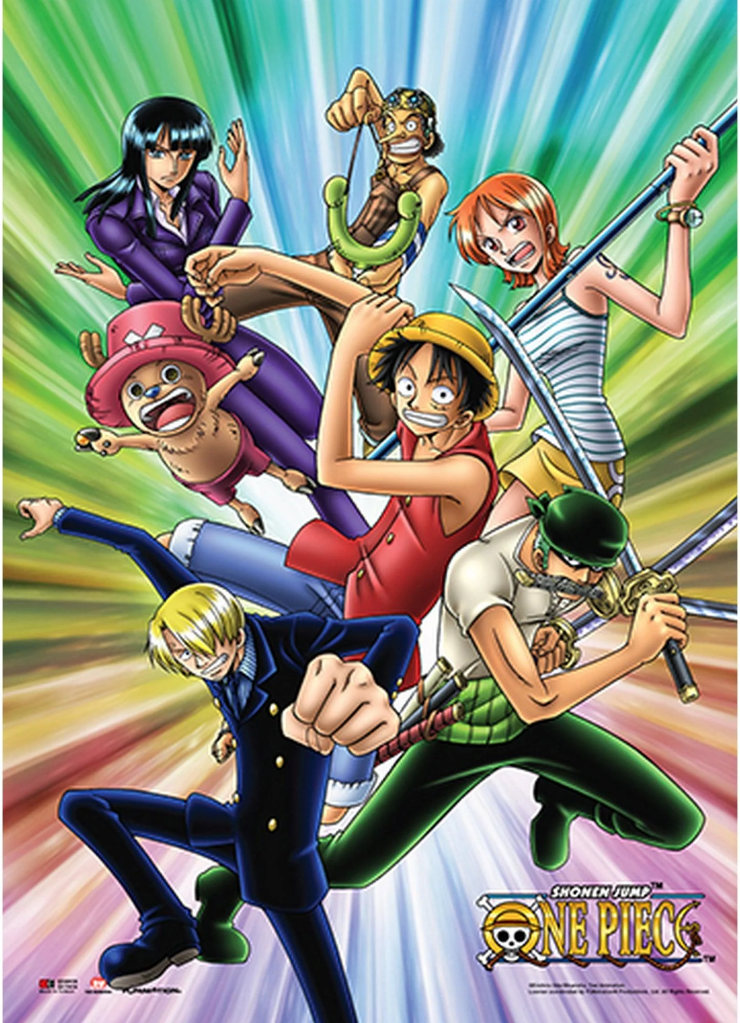 One Piece - Straw Hat Pirates Color Burst Background Wall Scroll